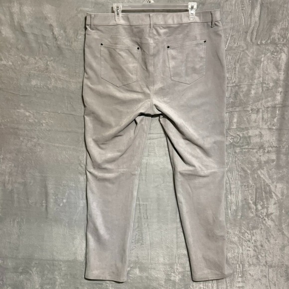 Chico's Faux Suede Stretch Slim Leg Pants Women's 3 US 16 Chic Beach Gray - Picture 2 of 9
